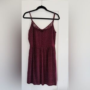 Abercrombie & Fitch Women’s L Burgundy Ditsy Floral Slip Mini Dress Lace Trim